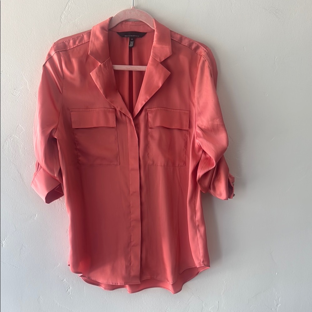 White House Black Market burnt orange Notched Collar Button Down Shirt